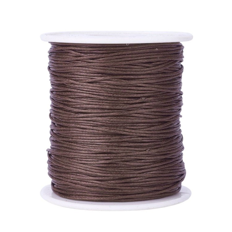 SW92 Sznurek bawełniany pleciony woskowany 1mm ciemny brązowy