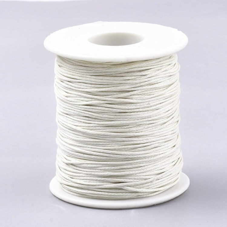 SW93 Sznurek bawełniany pleciony woskowany 1mm biały