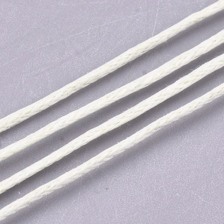 SW93 Sznurek bawełniany pleciony woskowany 1mm biały