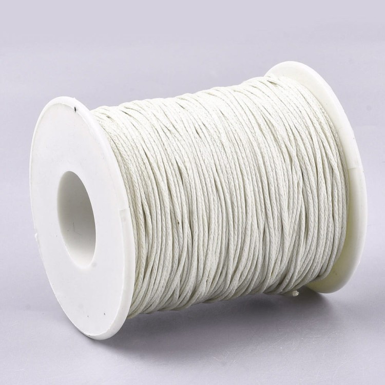 SW93 Sznurek bawełniany pleciony woskowany 1mm biały