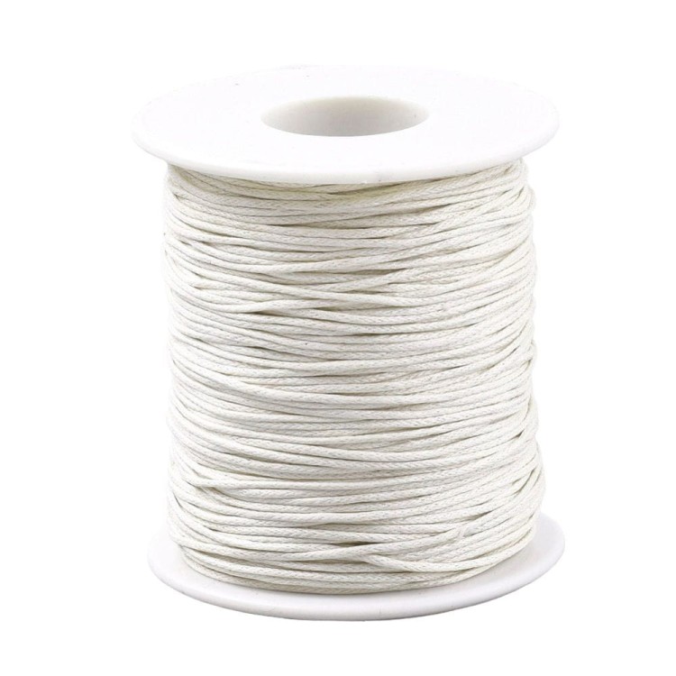 SW93 Sznurek bawełniany pleciony woskowany 1mm biały
