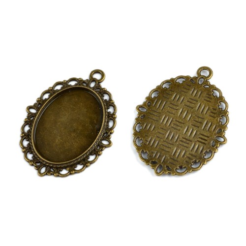 BMK265 Zawieszka metalowa baza pod kaboszon 18x25mm antyczny brąz