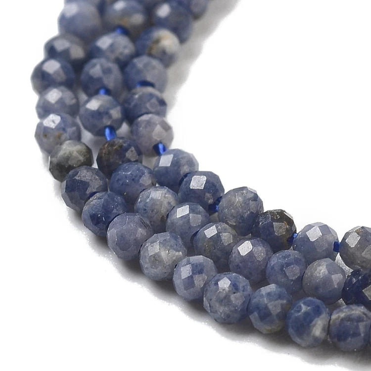 KK079 Szafir kamień naturalny fasetowany koraliki kule 2mm