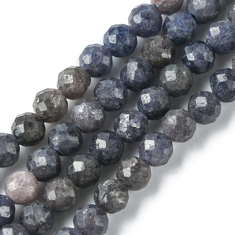 KK081 Szafir kamień naturalny fasetowany koraliki kule 3mm