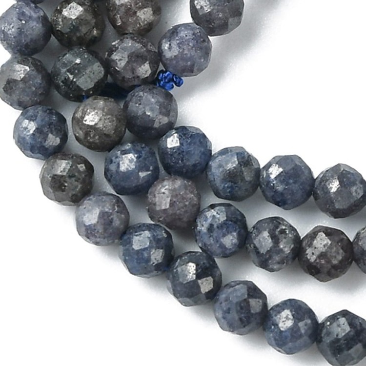 KK081 Szafir kamień naturalny fasetowany koraliki kule 3mm