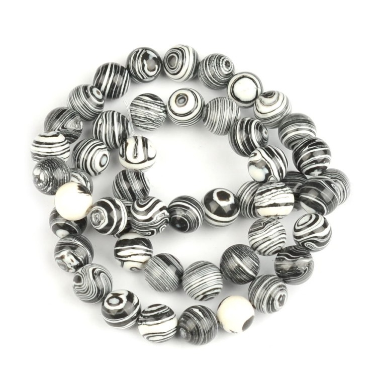 MAL07 Malachit Black Sea kamień koraliki kule 8mm