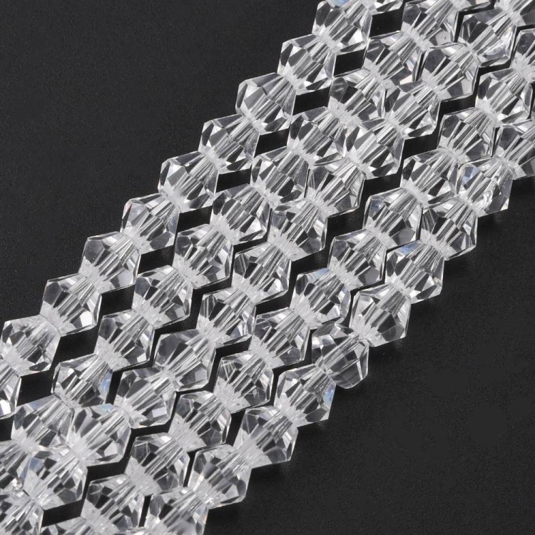 BIC144 Koraliki szklane bicone 4mm kryształki transparentne