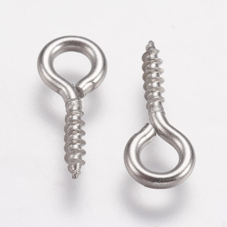 HAW59 Haczyki montażowe 5x12mm z gwintem i oczkiem stal nierdzewna