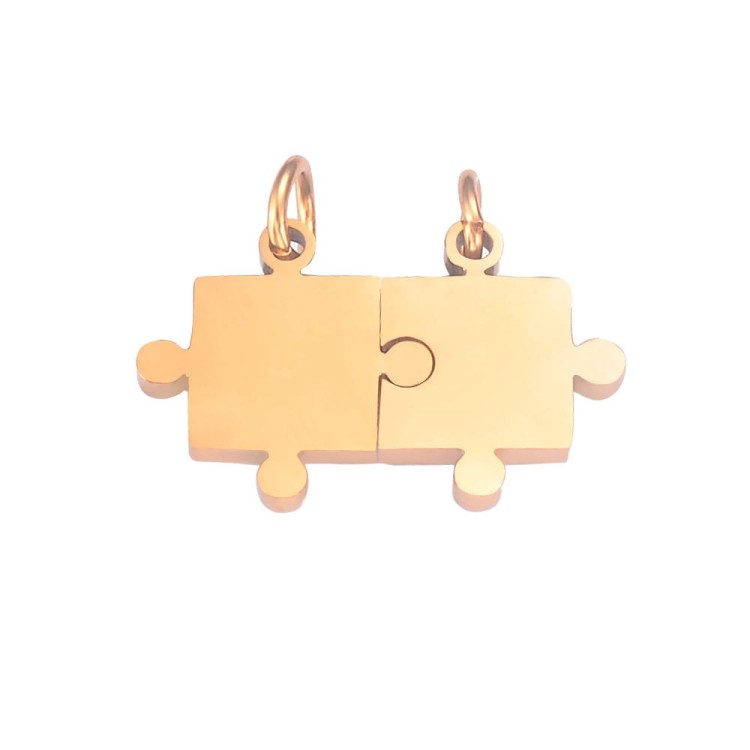 ZSS204 Zawieszki dla zakochanych puzzle stal nierdzewna złote
