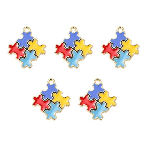 ZM387 Zawieszka metalowa emaliowana puzzle kolorowe