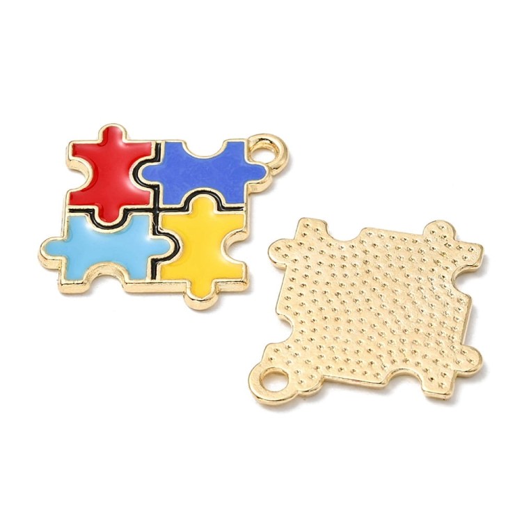 ZM387 Zawieszka metalowa emaliowana puzzle kolorowe