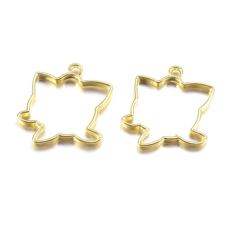 BEZ487 Zawieszka ramka bezel do żywicy kotek złoty