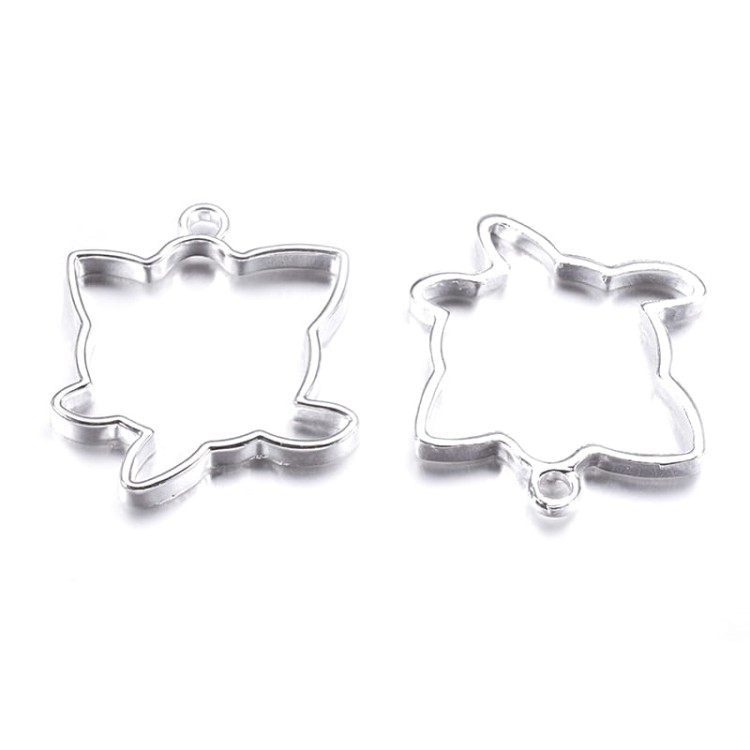BEZ488 Zawieszka ramka bezel do żywicy kotek srebrna