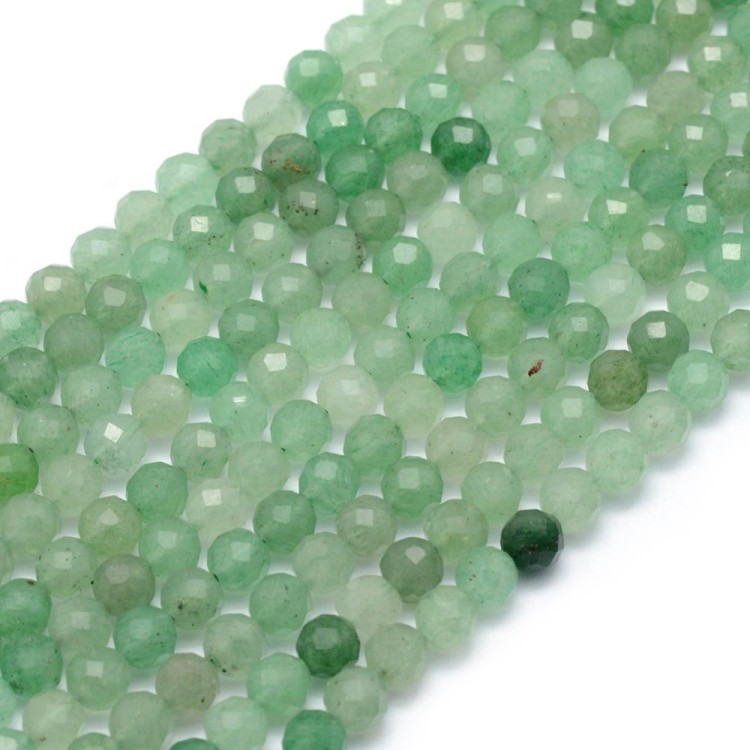 AVE04 Awenturyn kamień naturalny koraliki kule fasetowane 4mm
