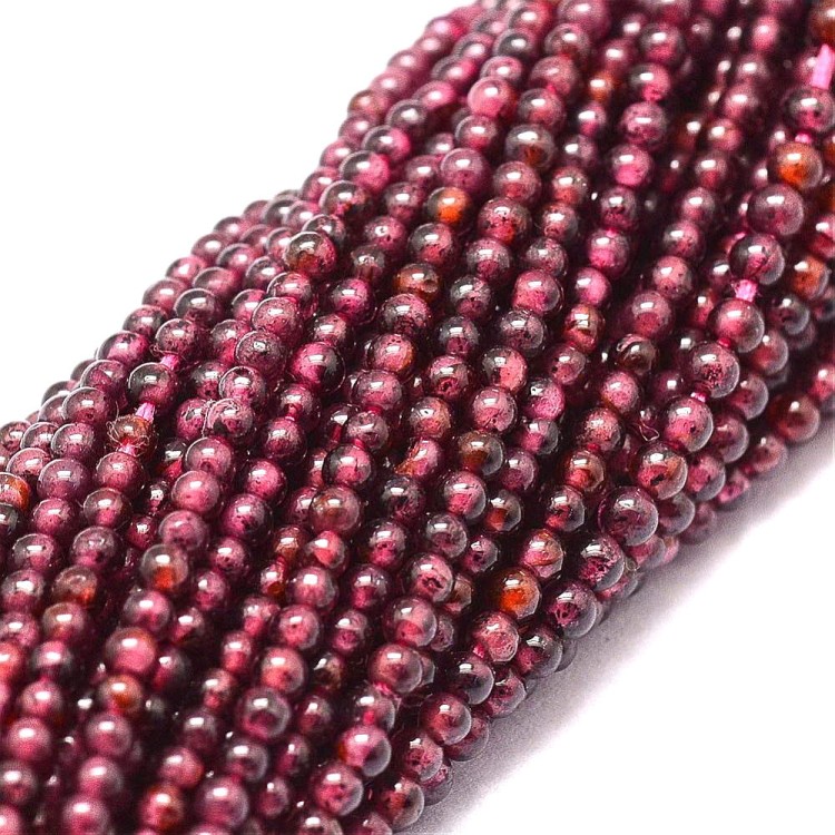 GNT09 Granat kamień naturalny koraliki kule 2mm