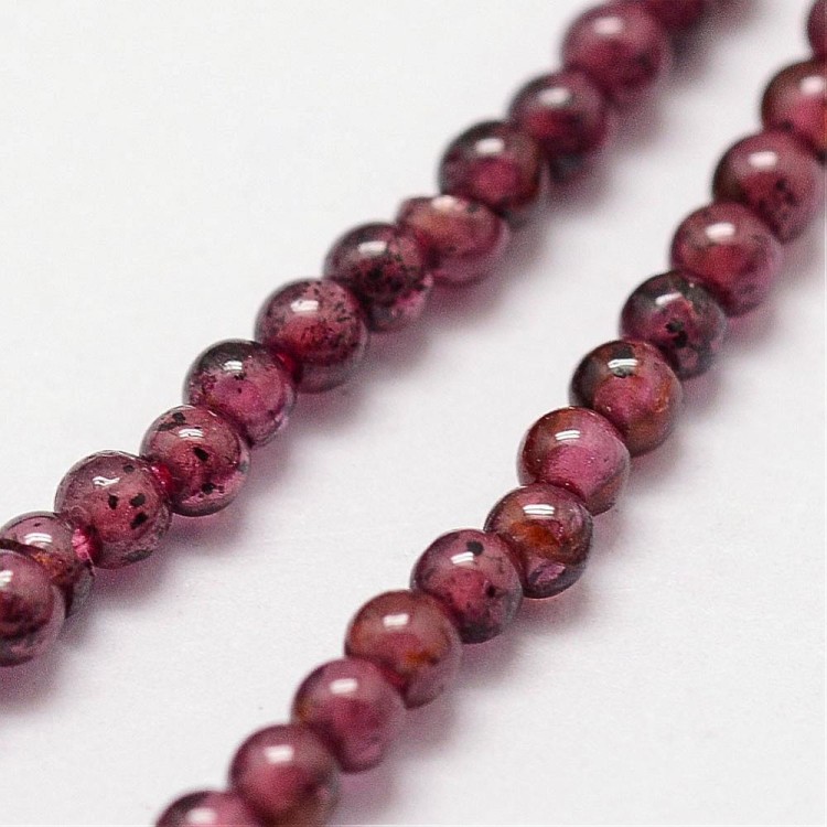 GNT09 Granat kamień naturalny koraliki kule 2mm