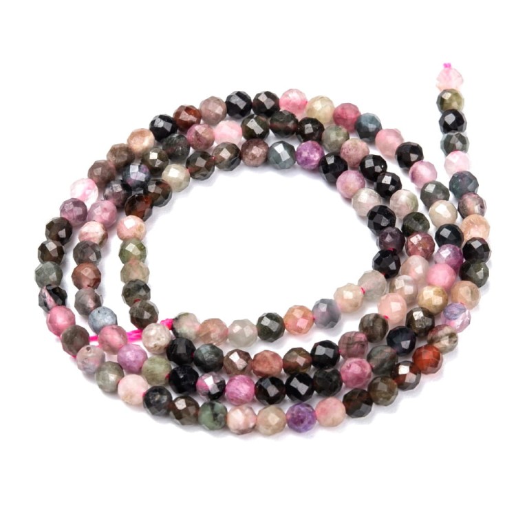 NT24 Turmalin kamień naturalny koraliki kule fasetowane 3mm