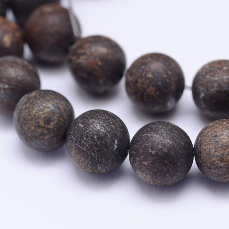 NBR04 Bronzyt kamień naturalny koraliki kule 7mm