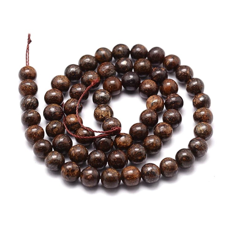 NBR03 Bronzyt kamień naturalny koraliki kule 7mm