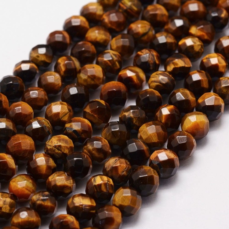 TO26 Tygrysie oko kamień naturalny koraliki kule fasetowane 6mm