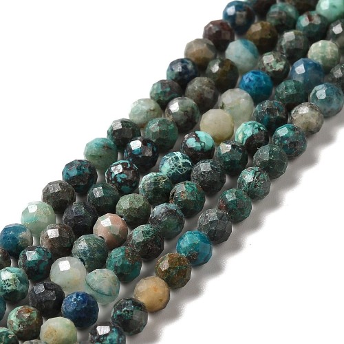 KK090 Chryzokola kamień naturalny koraliki kule fasetowane 3mm