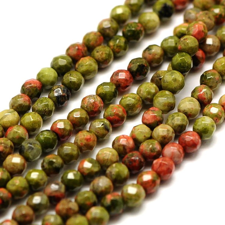 JAS63 Jaspis Unakit kamień naturalny koraliki kule fasetowane 3mm