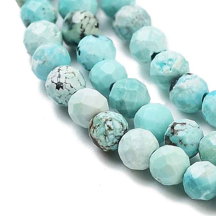 TUR22 Turkus Hubei kamień naturalny koraliki  kule fasetowane 2mm