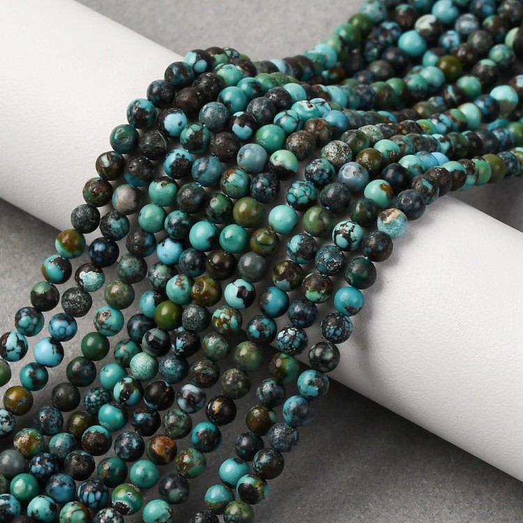 TUR23 Turkus Hubei kamień naturalny koraliki kule 3mm