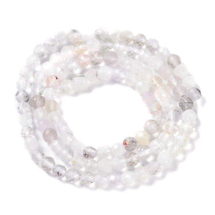 KWR37 Kwarc kryształ górski kamień naturalny koraliki kule fasetowane 4mm