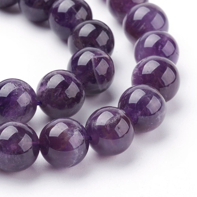 AM19 Ametyst kamień naturalny koraliki kule 12mm