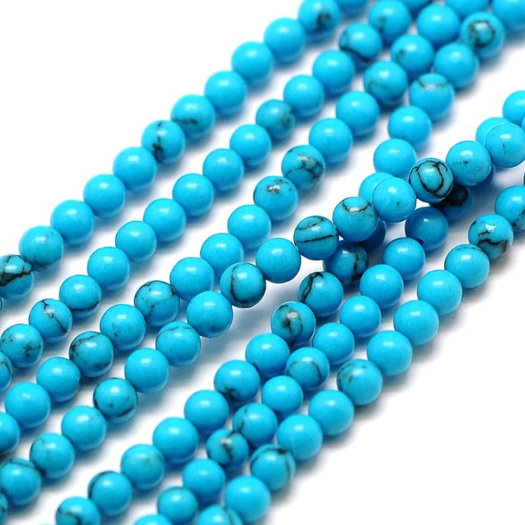 TUR26 Turkus syntetyczny kamień koraliki kule 3mm