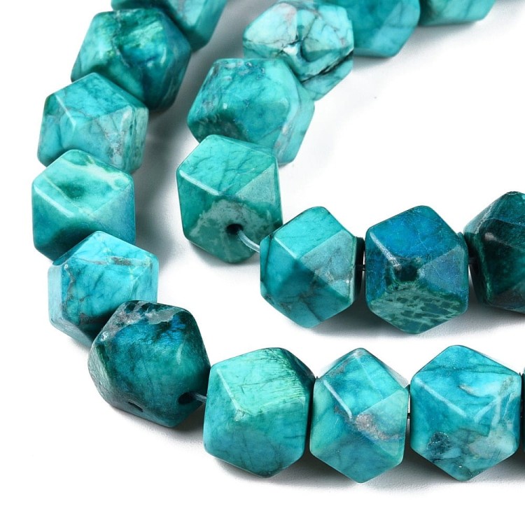 TUR27 Turkus syntetyczny kamień syntetyczny koraliki kostki fasetowane 10mm