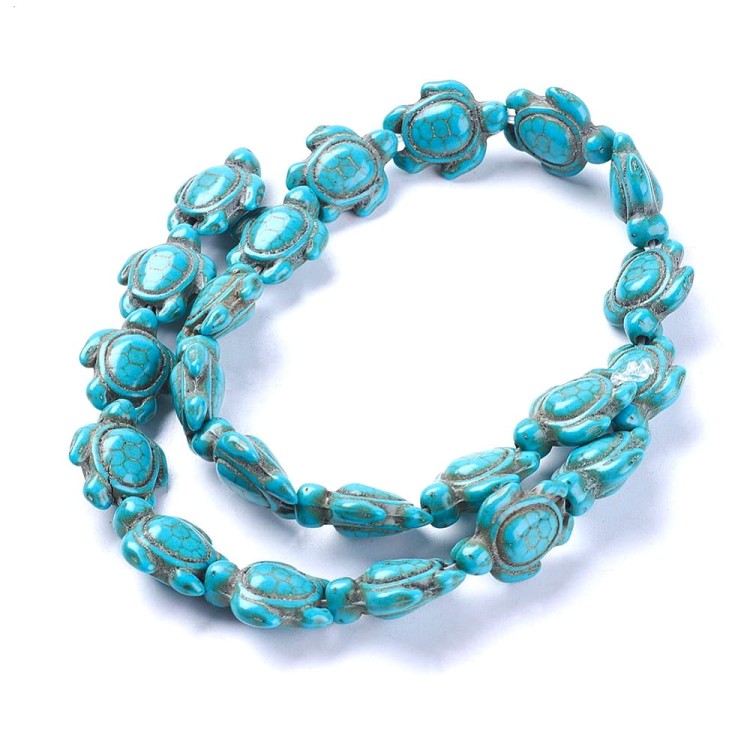 TUR29 Turkus kamień syntetyczny koraliki żółwie 13x17mm