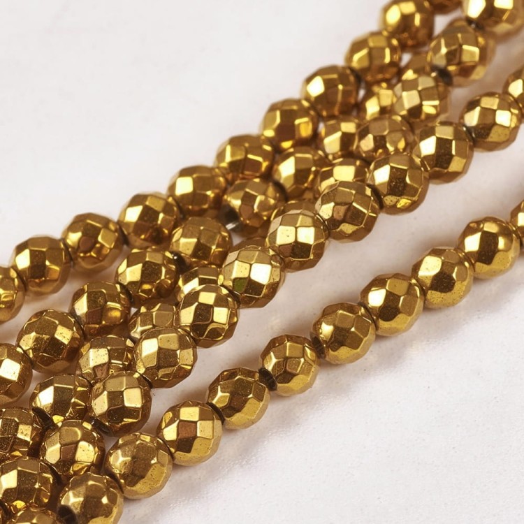 HEM80 Hematyt syntetyczny koraliki kule fasetowane 3mm
