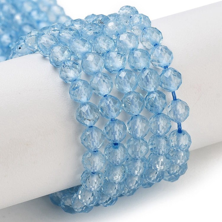 KK117 Topaz Kamień naturalny koraliki kule fasetowane