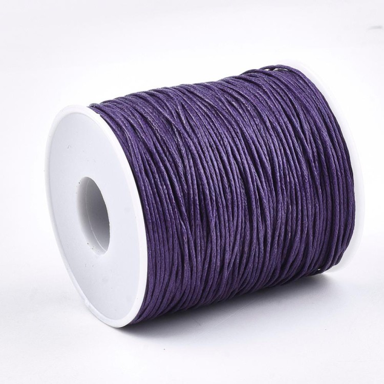 SW95 Sznurek bawełniany pleciony woskowany 1mm fioletowy