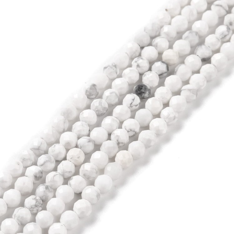 HOW292 Howlit kamień naturalny koraliki kule fasetowane 3mm