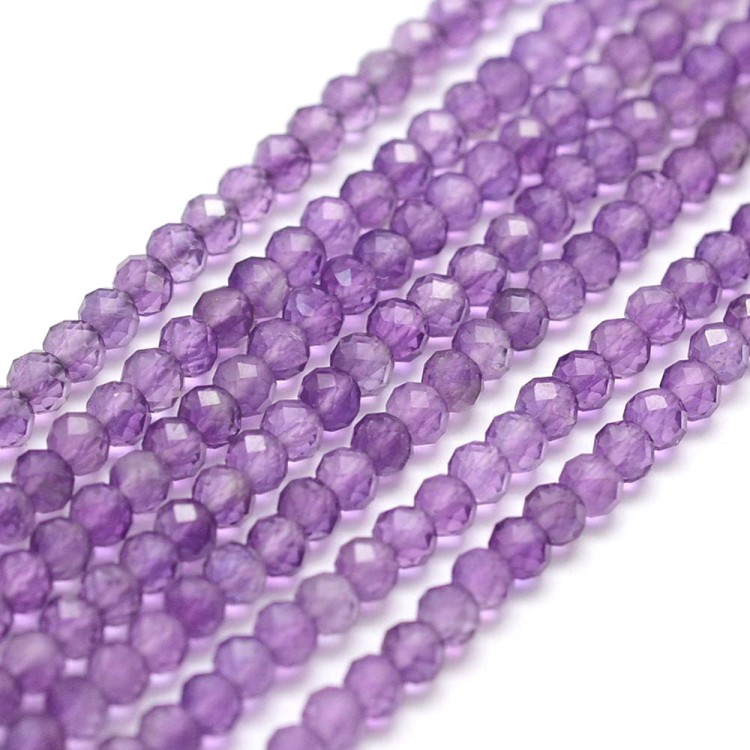 AM32 Ametyst kamień naturalny koraliki kule 3mm fasetowane