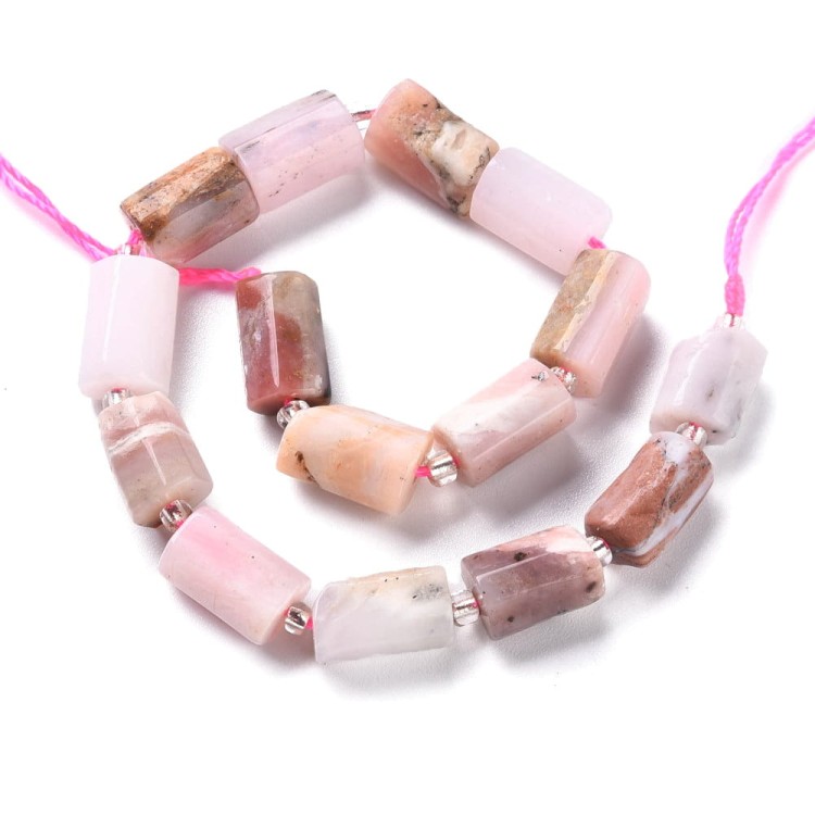 OPL03 Pink Opal kamień naturalny koraliki walec 6x10mm