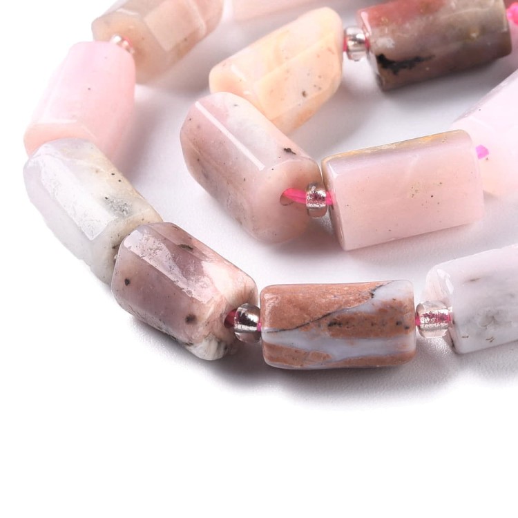 OPL03 Pink Opal kamień naturalny koraliki walec 6x10mm