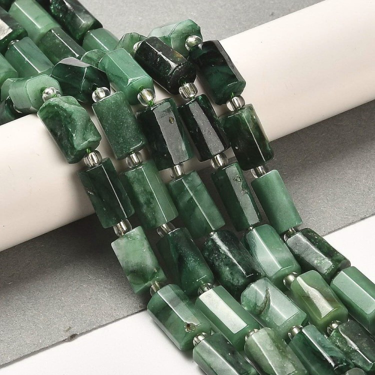 KK127 Szmaragd kamień naturalny koraliki walec 6x10mm