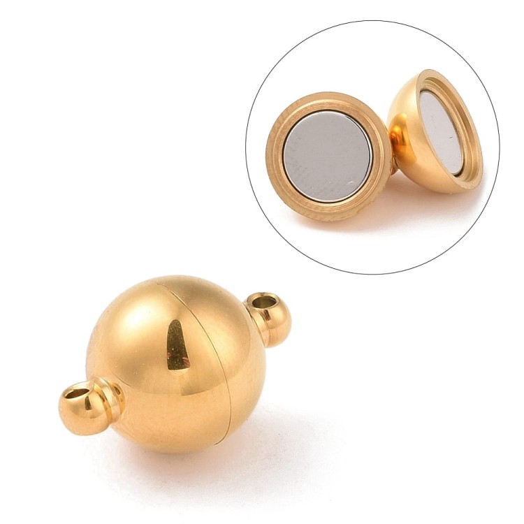 ZAP442 Zapięcie magnetyczne kula 10mm stal nierdzewna złota