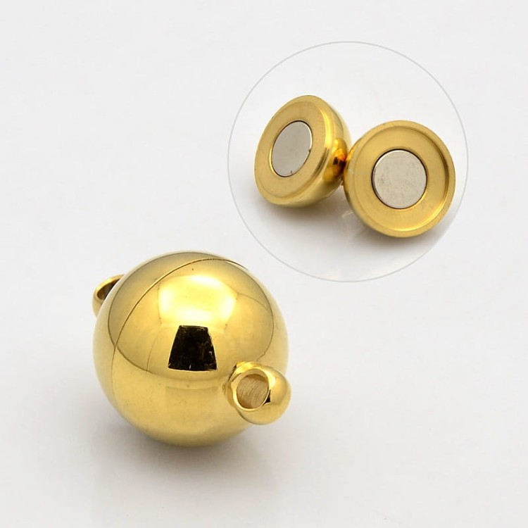 ZAP443 Zapięcie magnetyczne stal nierdzewna kula 8mm złote IP