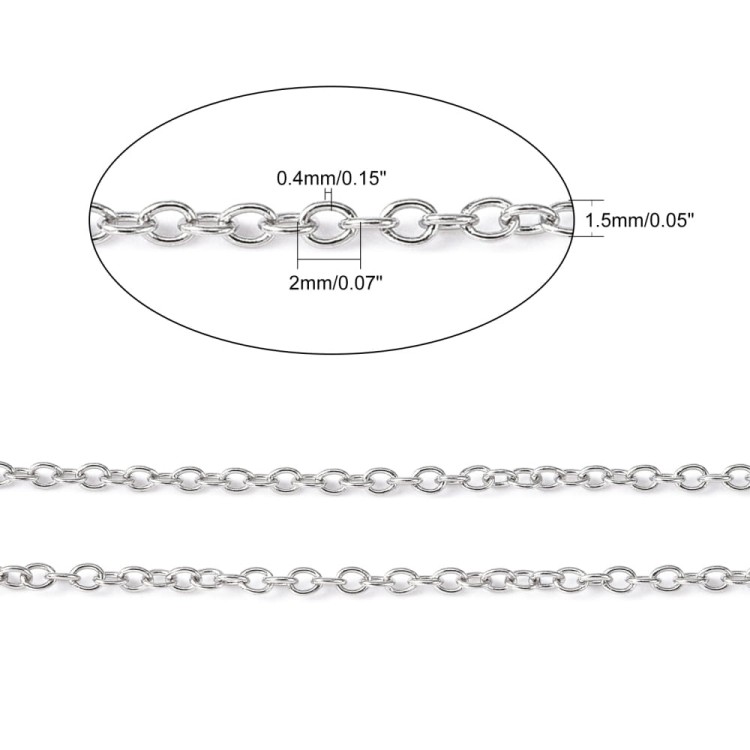 LAN203 Łańcuszek ze stali nierdzewnej ogniwa 1,5x2mm stal nierdzewna