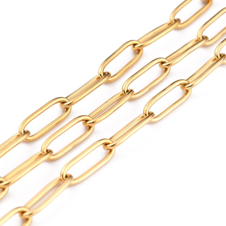 LAN207 Łańcuszek paperclips ze stali nierdzewnej złoty IP