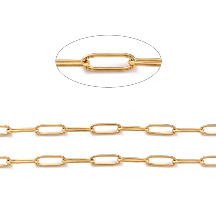 LAN207 Łańcuszek paperclips ze stali nierdzewnej złoty IP