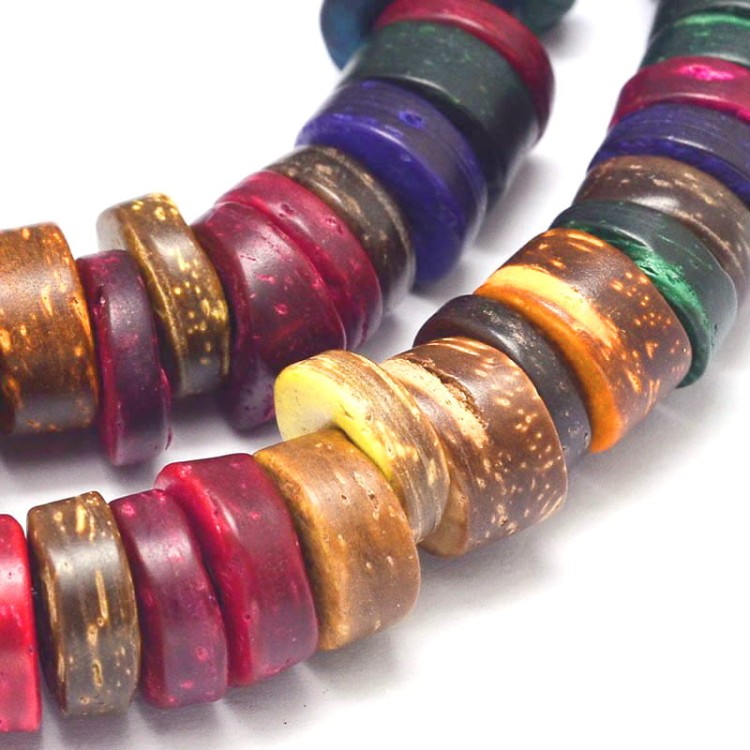 KDR08 Koraliki z drewna kokosowego 9mm wielokolorowe sznur