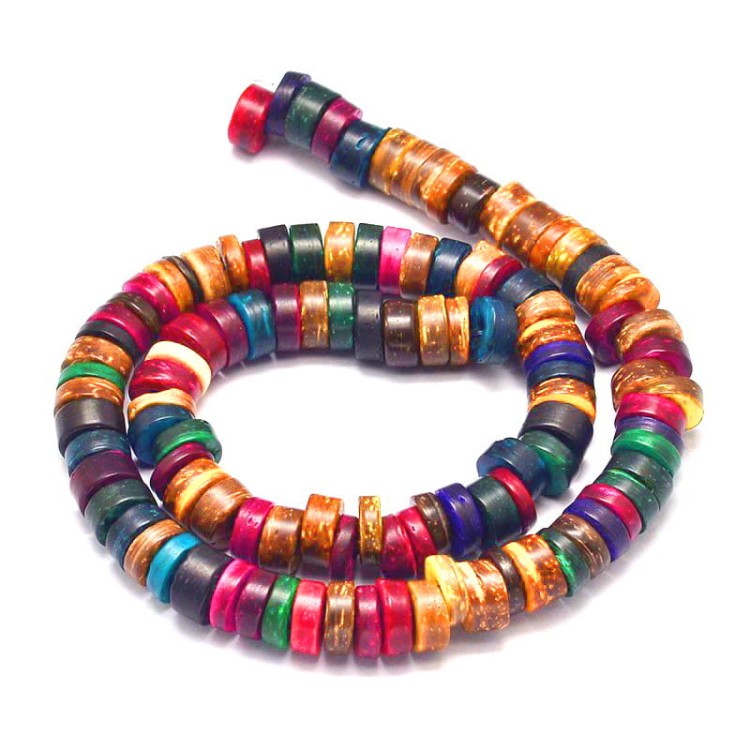 KDR08 Koraliki z drewna kokosowego 9mm wielokolorowe sznur