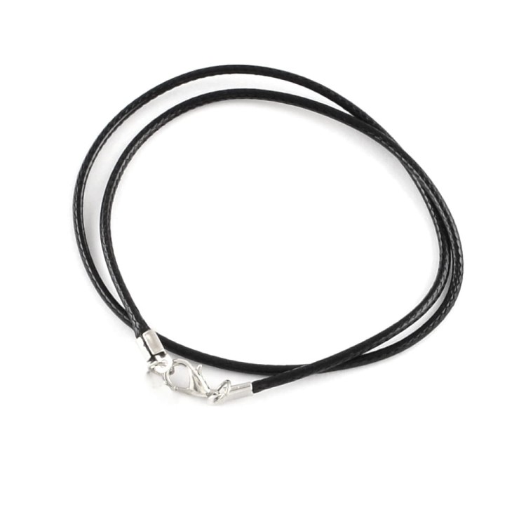 BNS17 Baza naszyjnika sznurek woskowany czarny z zapięciem karabińczykiem