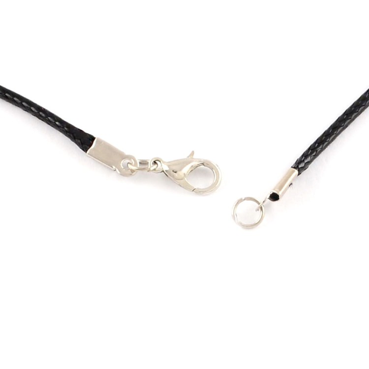 BNS17 Baza naszyjnika sznurek woskowany czarny z zapięciem karabińczykiem